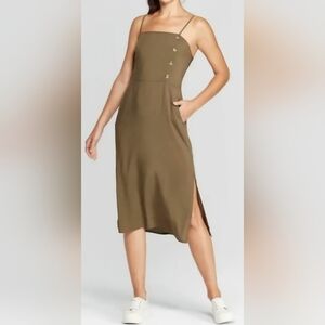 NWT Vintage Y2K Xhilaration Size X-Large Spaghetti Straps Squareneck Midi Dress